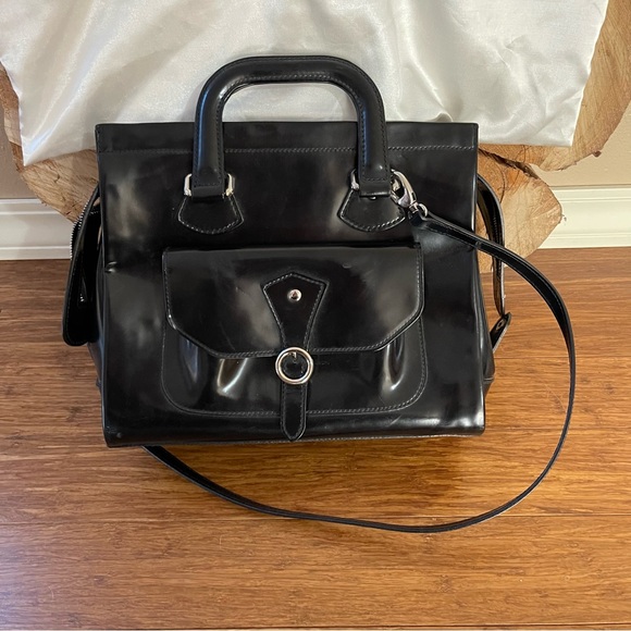 FURLA Vintage Black Leather Shoulder Bag - Picture 2 of 16